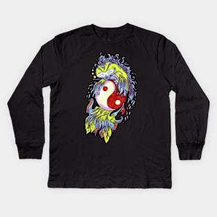 Yin Yang Huggin' (Green) Kids Long Sleeve T-Shirt